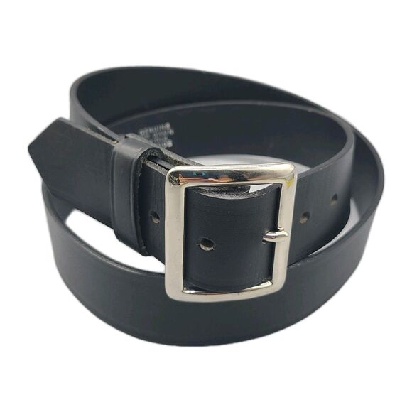 Jay Pee Black Leather Belt Size 44 Removable silver metal Buckle 1.75"NEW